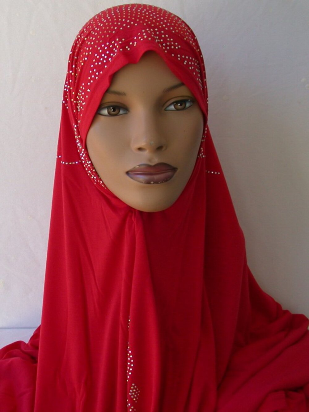 Red Rhinestone Oblong Scarf Scarves Princess Crown Hijab 29x70 Shawl